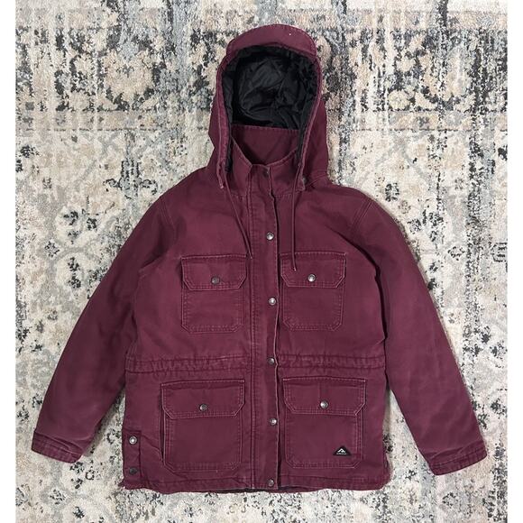 Ridgecut Women’s Burgundy Red Canvas Chore Jacket Coat Fleece Lined Size L - Picture 1 of 12